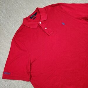 Polo Ralph Lauren Polo Shirt Men Large Red Blue Pony Spellout Classic Fit